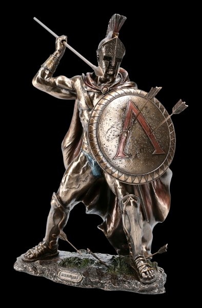 Leonidas Spartaner Krieger bronzierte Figur 26 cm Veronese Kollektion 