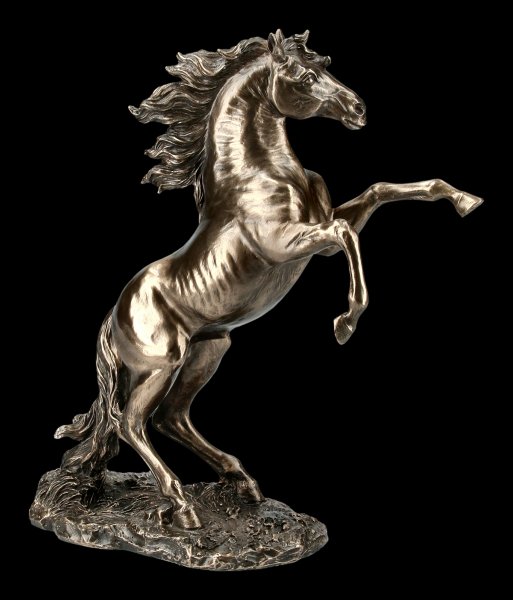 bronziert Statue Deko Veronese Wilder Hengst bäumt sich auf Pferde Figur 