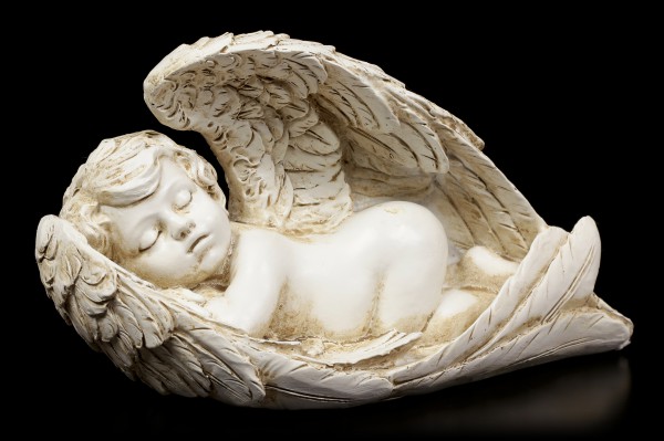 Engel Figur - Baby eingehüllt in Flügel