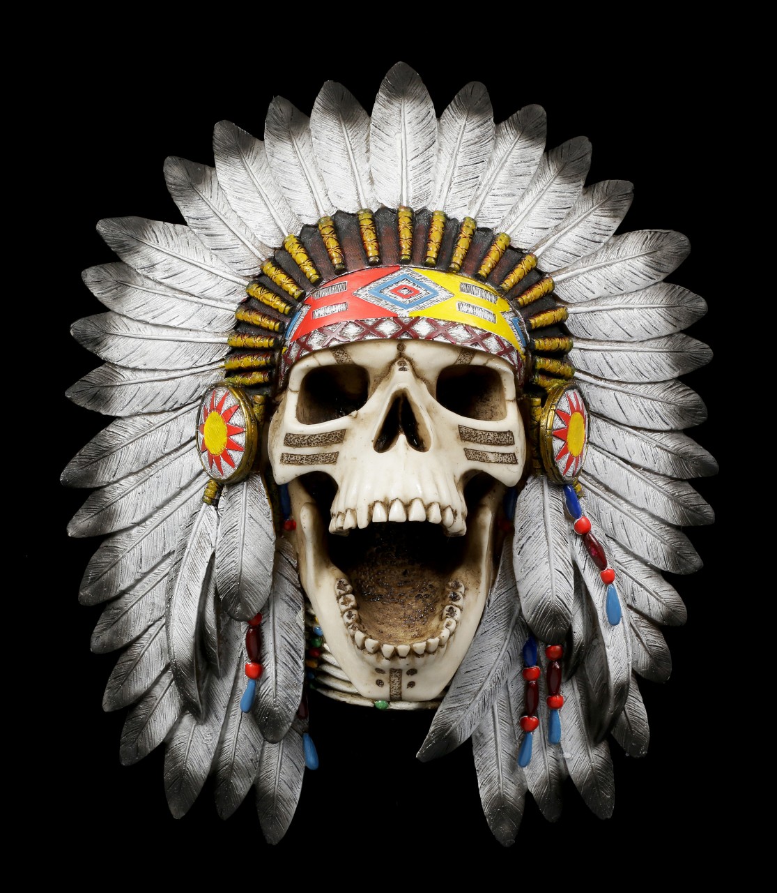 Wall Plaque Indian Skull - Tribal Cry