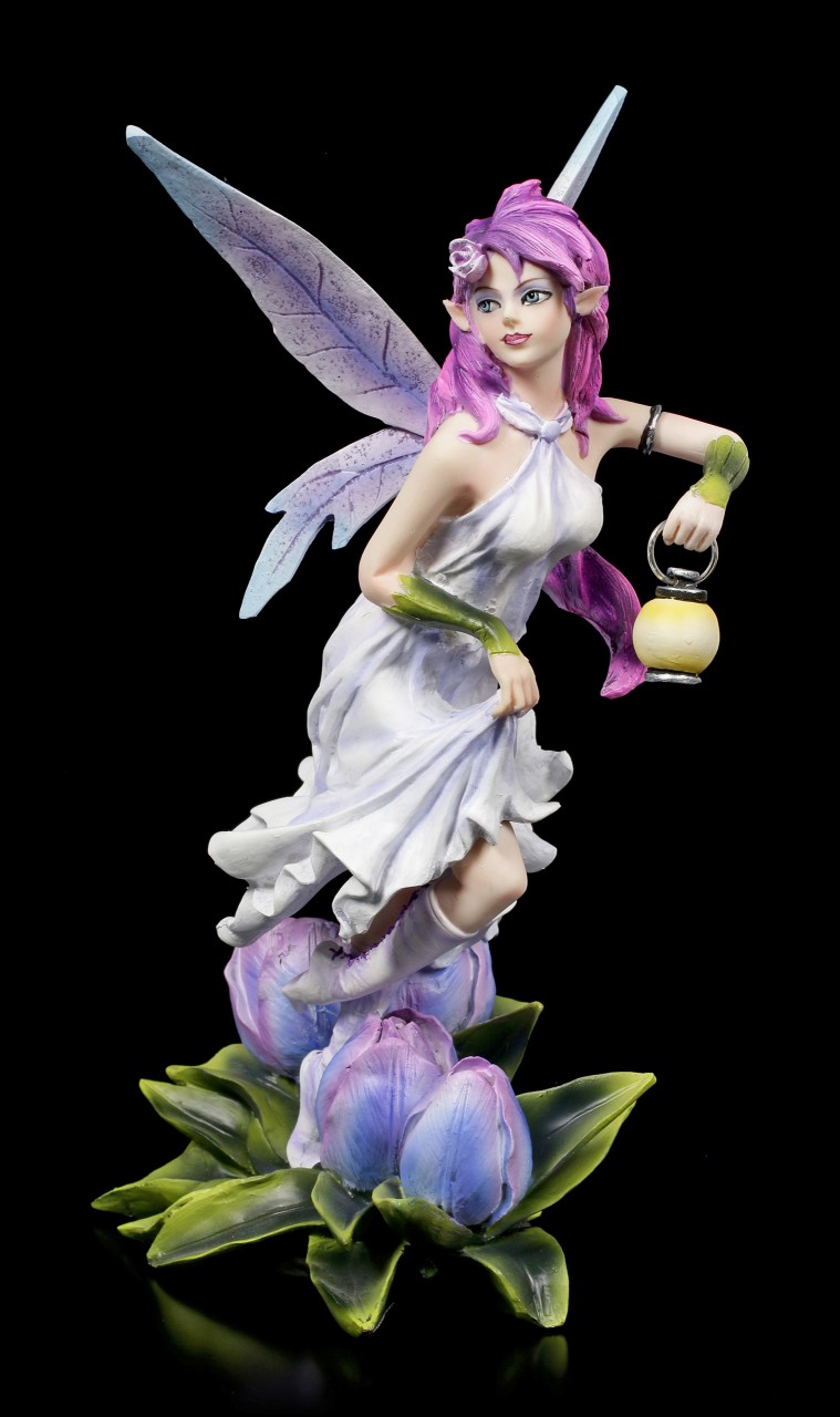 Elfen Figur - Lisa mit Tulpe und Laterne