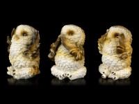 Three wise Owl Figurines - No Evil