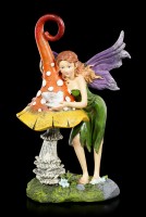Elfen Figur - Siana mit Pilz und Vogel