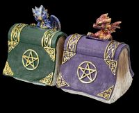 Dragon Figurines on Book as Money Box Set of 2