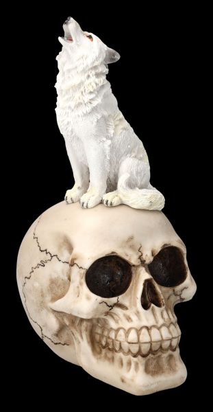 Night Wolf Skull Figurine Ornament Figure Gothic Gift Present 