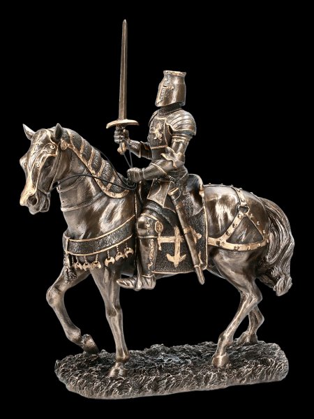 Medieval Knight On Horse Desktop Table Statue Sculpture 