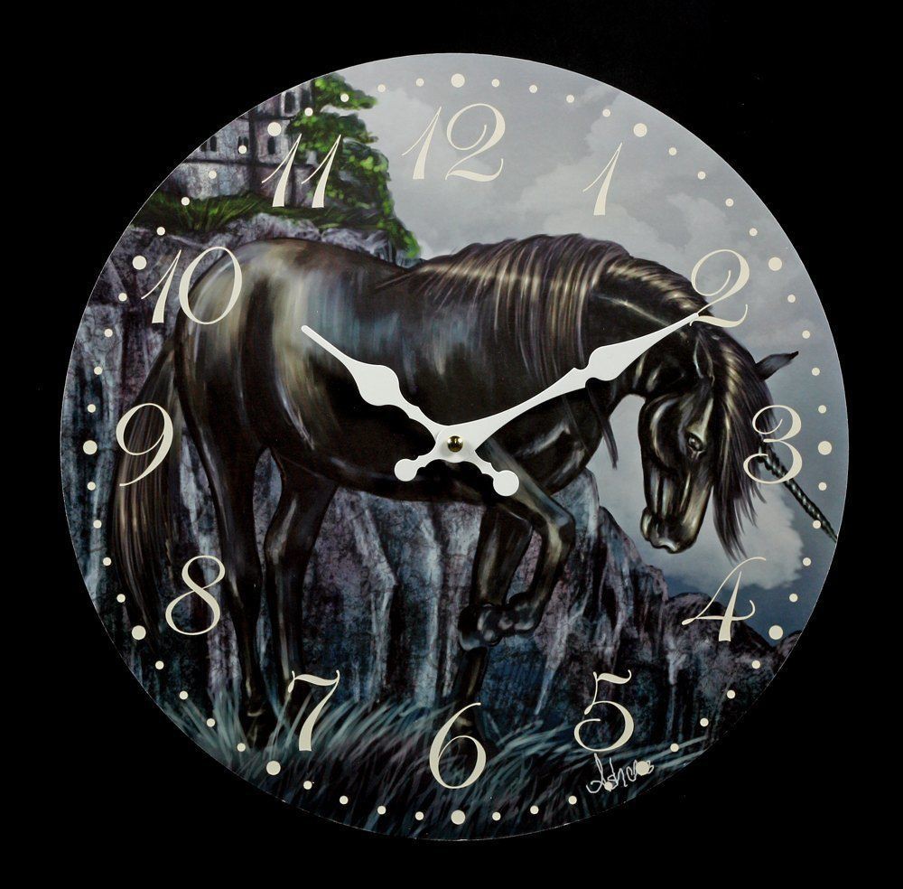 Wall Clock black Unicorn - Solitude