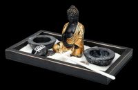 Buddha Figurine with Zen Garden black-gold