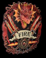 Wandrelief Anne Stokes - Drache Element Feuer