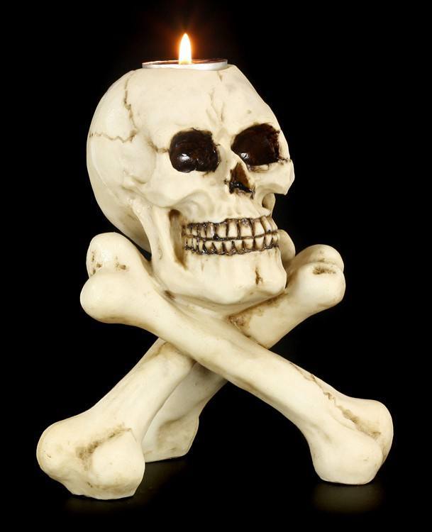 Teelichthalter Totenkopf - Skull & Crossbones