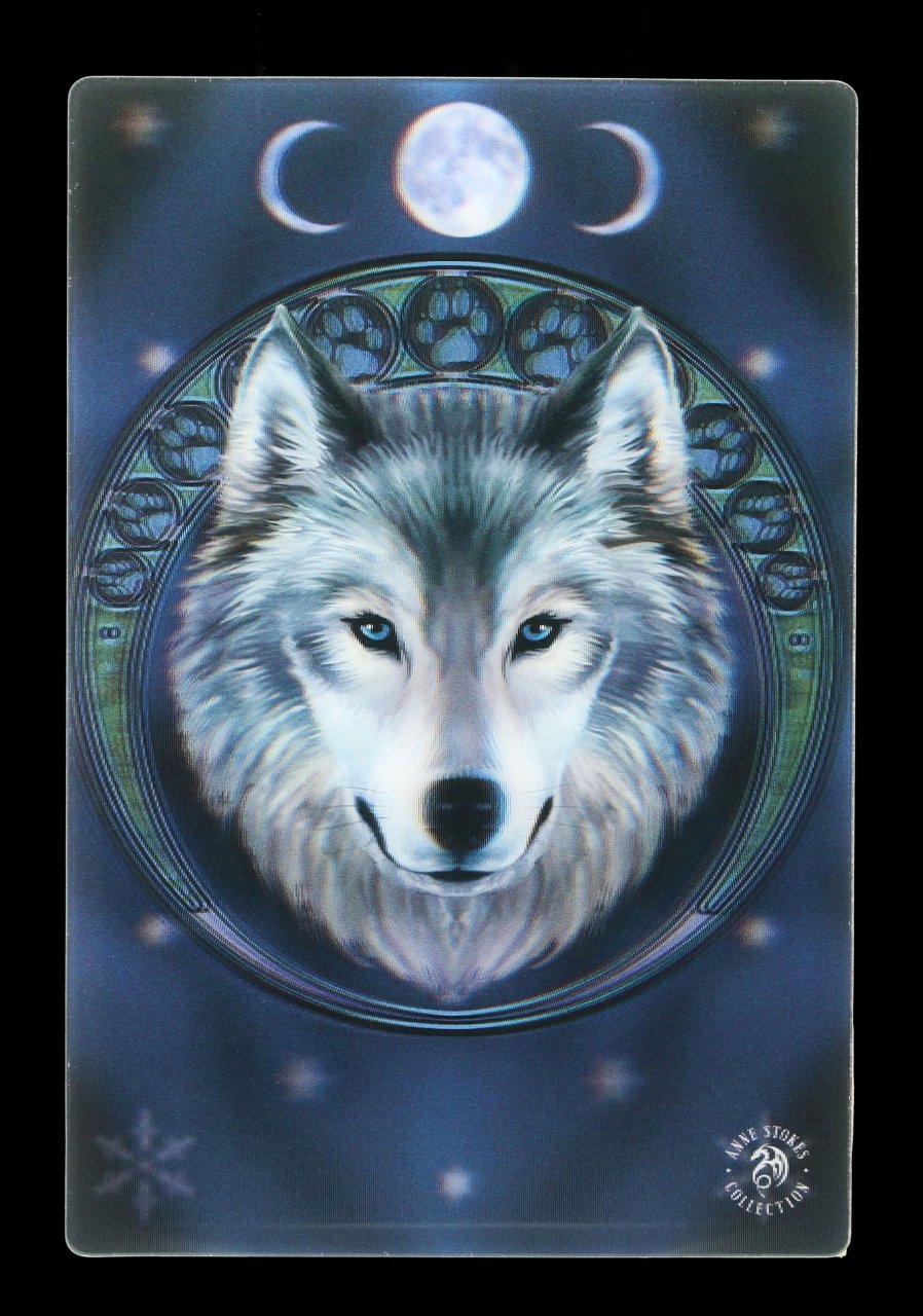 3D Postkarte mit Wolf - Luna Wolf