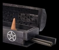 Räucherhalter Set - Holzbox mit Pentagramm