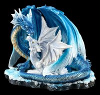 Dragon Figure - Mother with Baby white-blue