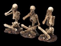Skelett Figuren sitzend 3er Set - Nichts Böses