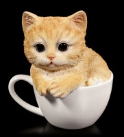 Cat Figurine - Yellow Kitten Teacup Pup