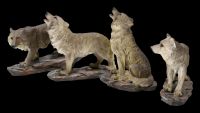 Wolf Figurines Set of 4 - Wild Wolf Pack grey