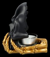 Teelichthalter - Totenkopf schwarz-gold
