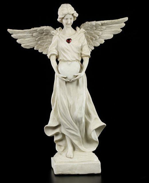 Gartenfigur - Engel mit rotem Herz