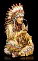 Indian Figurine - Sitting Chief with Peace Pipe