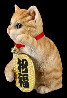 Tabby Lucky Cat Figurine - Maneki Neko