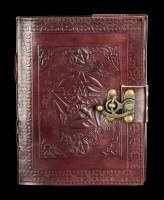 Leder Notizbuch mit Schloss - Pentagramm und Verzierung
