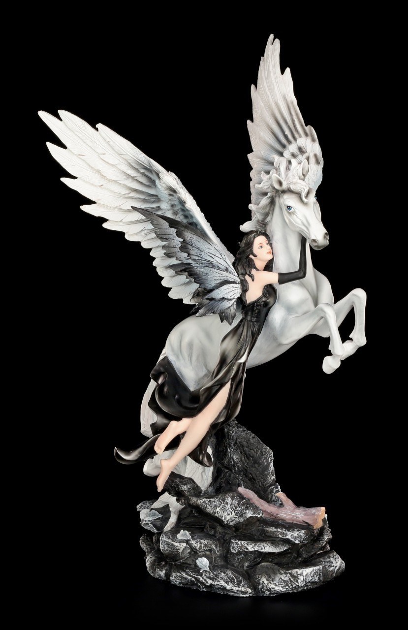 Große Elfen Figur - Dorcha begleitet Pegasus
