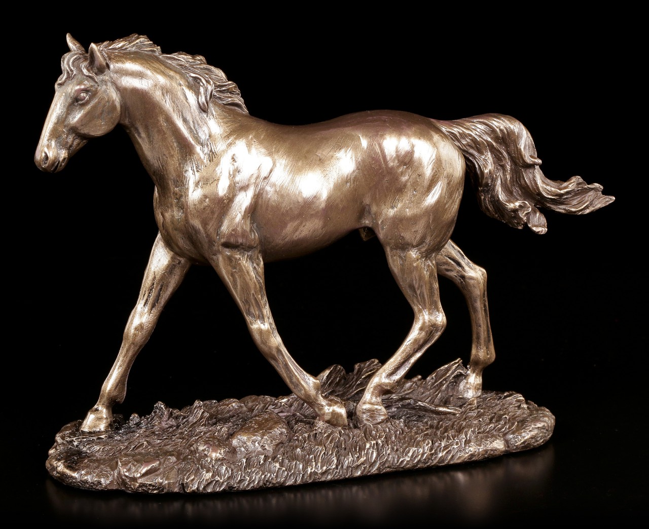 Horse Figurine - Bronzed Horse on Meadow