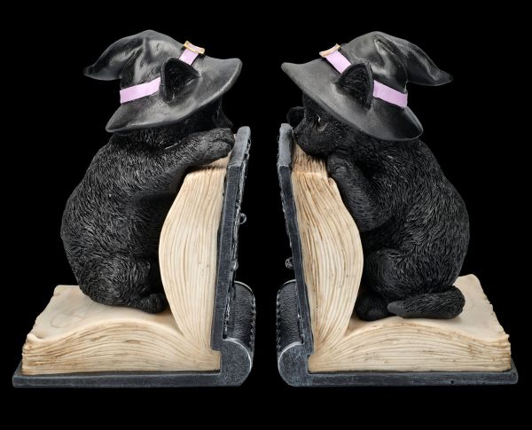 Bookends Set - Black Witch Cats