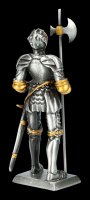 Pewter Knight Figurine with Halberd and Sword