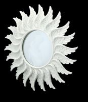 Wall Mirror Round - White Angel Wings
