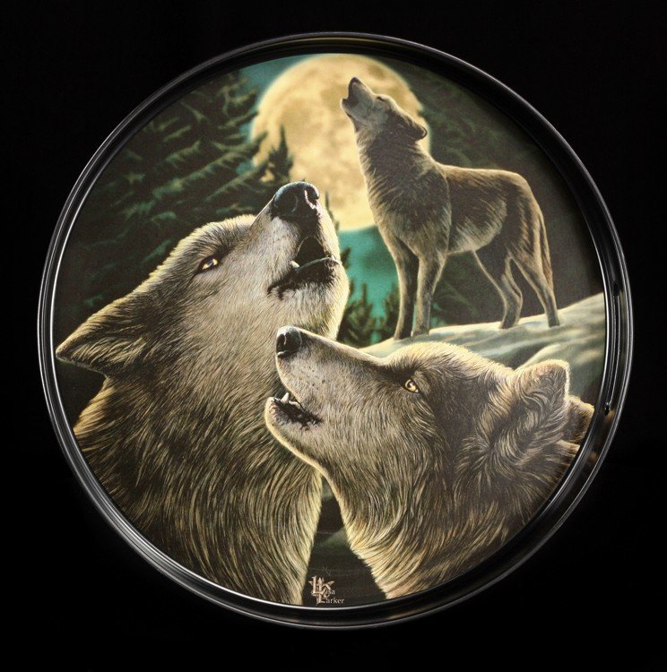 Rundes Tablett Fantasy - Wolf Song