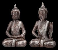 Buddha Figurines Set of 2 - Meditation brown