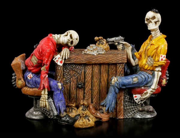 Poker Playing Skeleton Figurines - Marked Cards