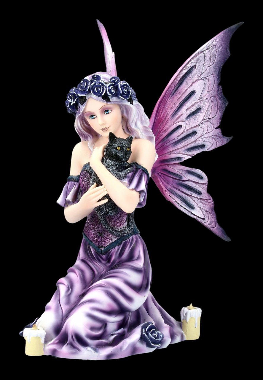 Fairy Figurine - Reyna kneeling with Cat