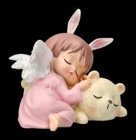 Dekofigur - Schlafendes Engelchen mit Bär