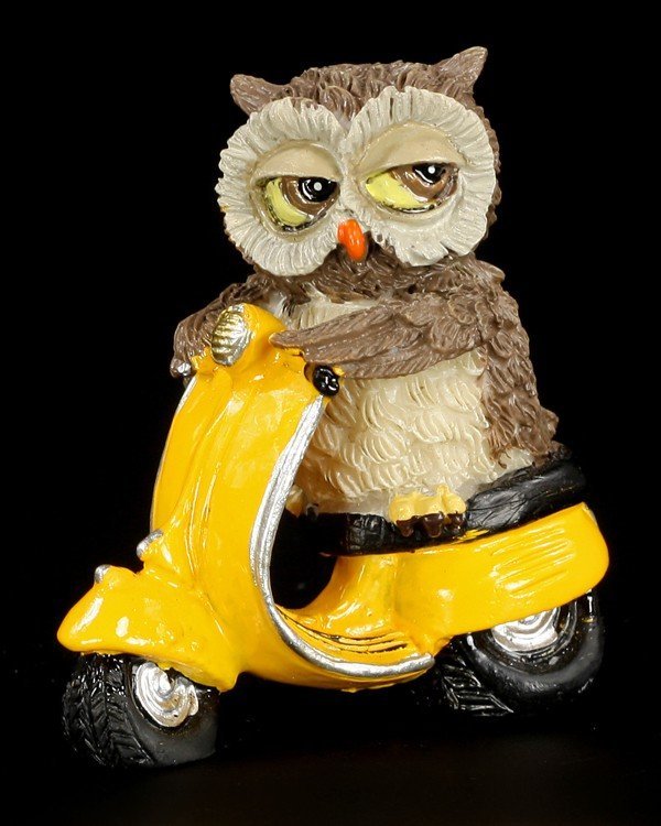 Gigolo Owl on yellow Scooter - Funny Figurine