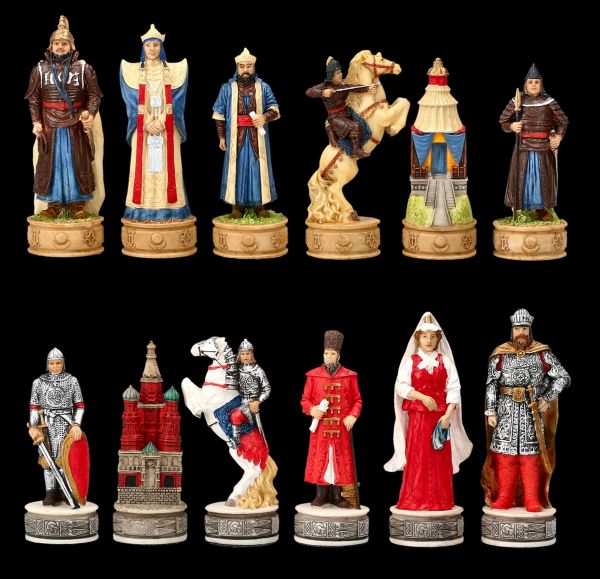 Schachfiguren Set - Russen vs. Mongolen