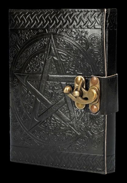 Leather Journal with Lock - Pentagram black
