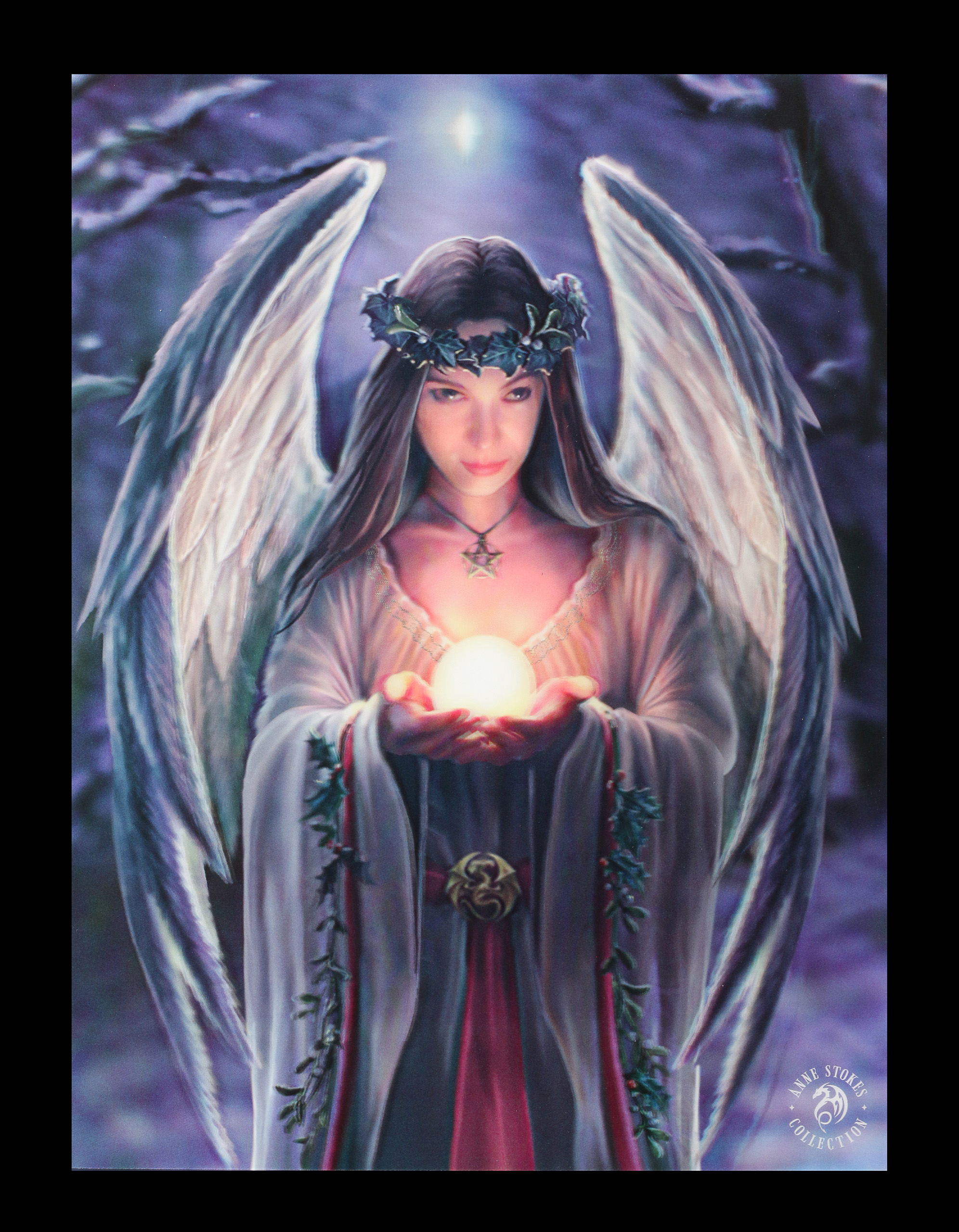 ANNE STOKES YULE ANGEL 3D CULT FANTASY PICTURE 300mm x 400mm