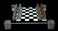 Schachspiel mit Brett - König Arthur gold-silber