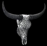 Wall Plaque - Cattle Skull with Ornaments silver