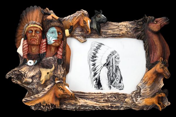 Picture Frame Western with Horses and Indians