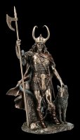 Loki Figur - Germanischer Gott mit Fenriswolf