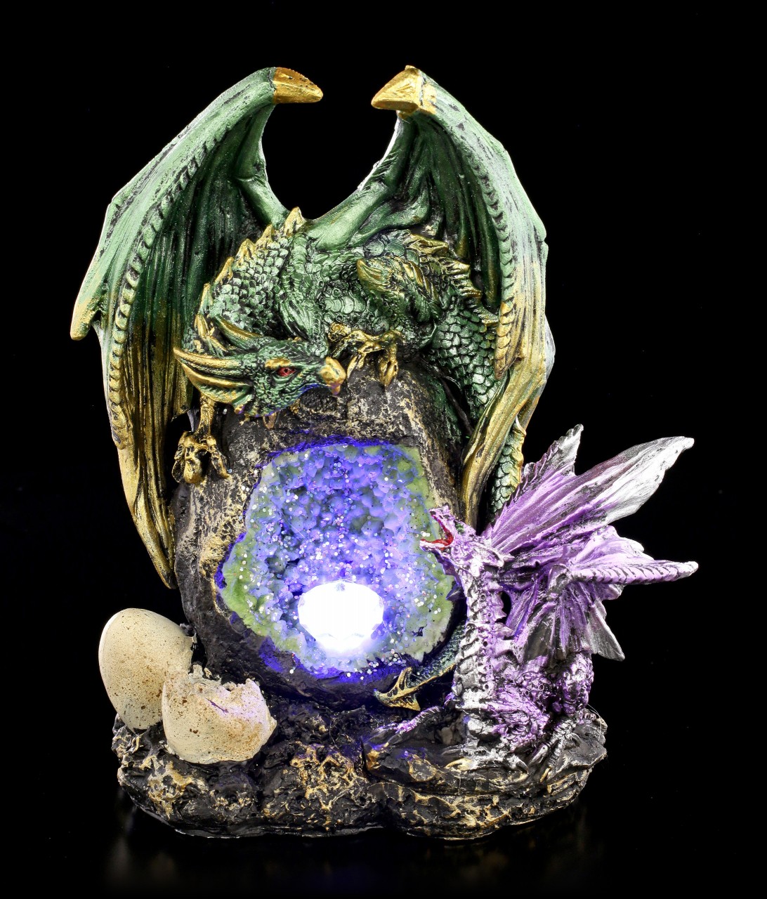 Dragon Figurine - Mother with Baby and LED