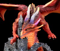 Dragon Figurine - Red Furor on Castle Ruins