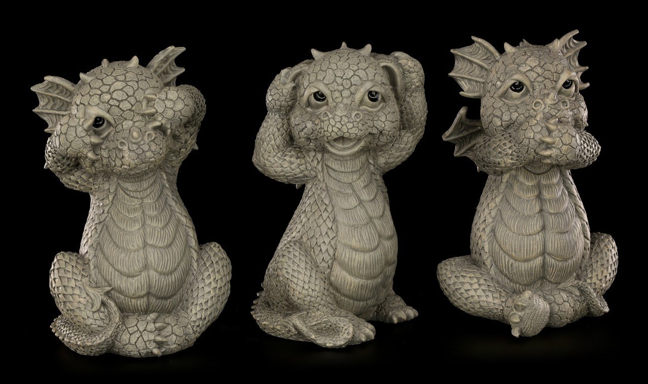 Garden Figurine - Dragon Set of 3 - No Evil