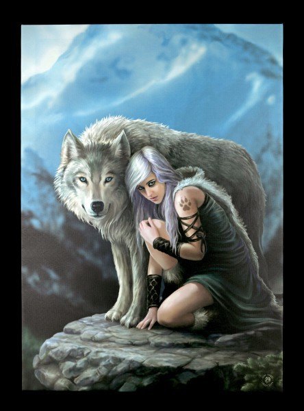 Große Leinwand mit Wolf - Protector