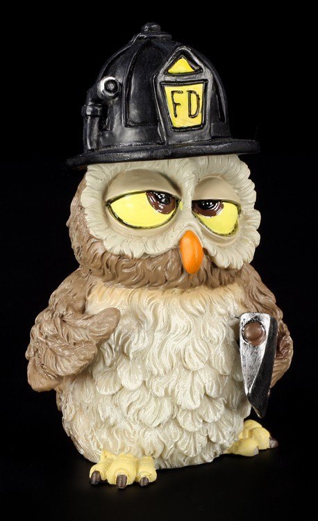 Firefighter - Funny Owl Figurine