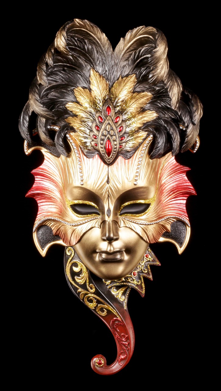 Venezianische Maske mit Federn - Karneval