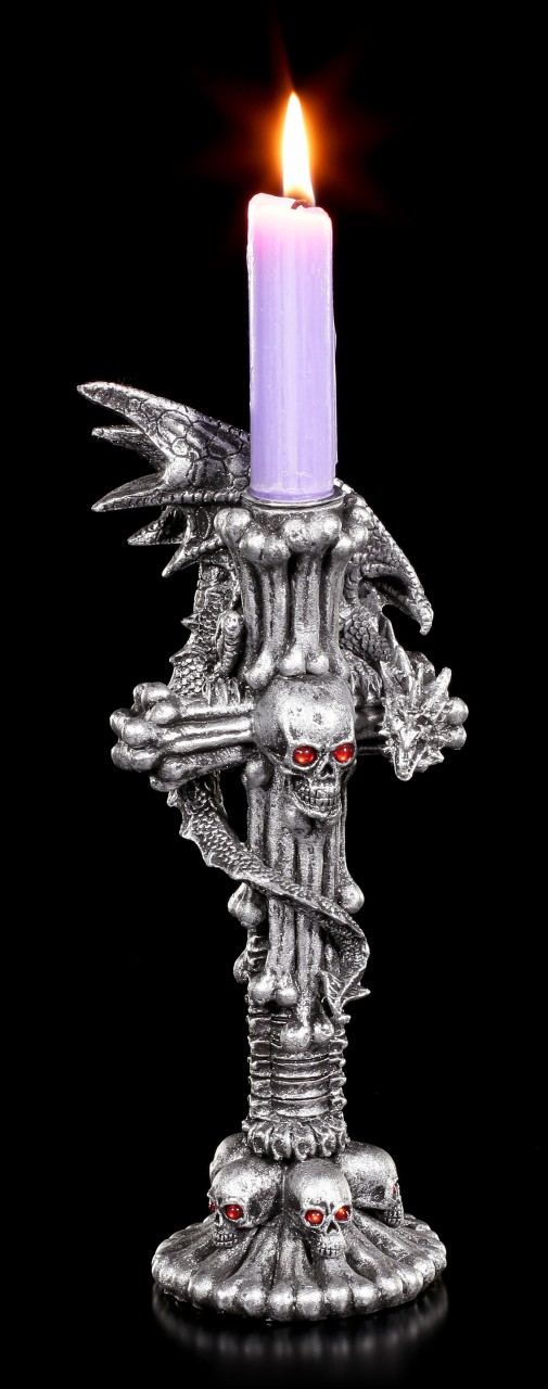 Dragon Candle Holder with Skull Cross - Chrystal Light